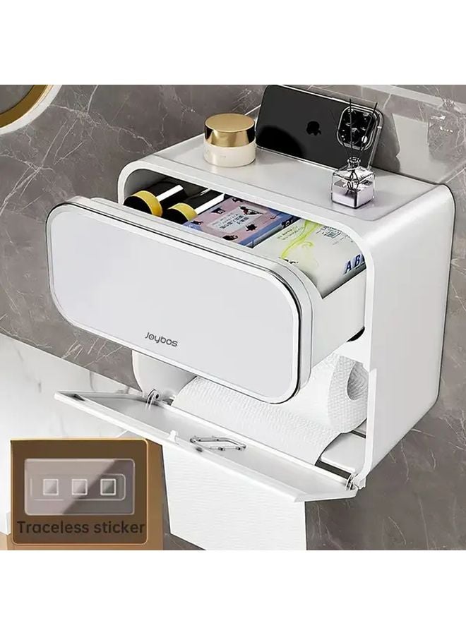 حامل ورق الحائط المعلق 2 قطعة أبيض لا يتطلب التثقيب ديكور الحمام - Image 3